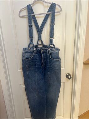 We The Free Vintage Wash Denim Overalls in Blue